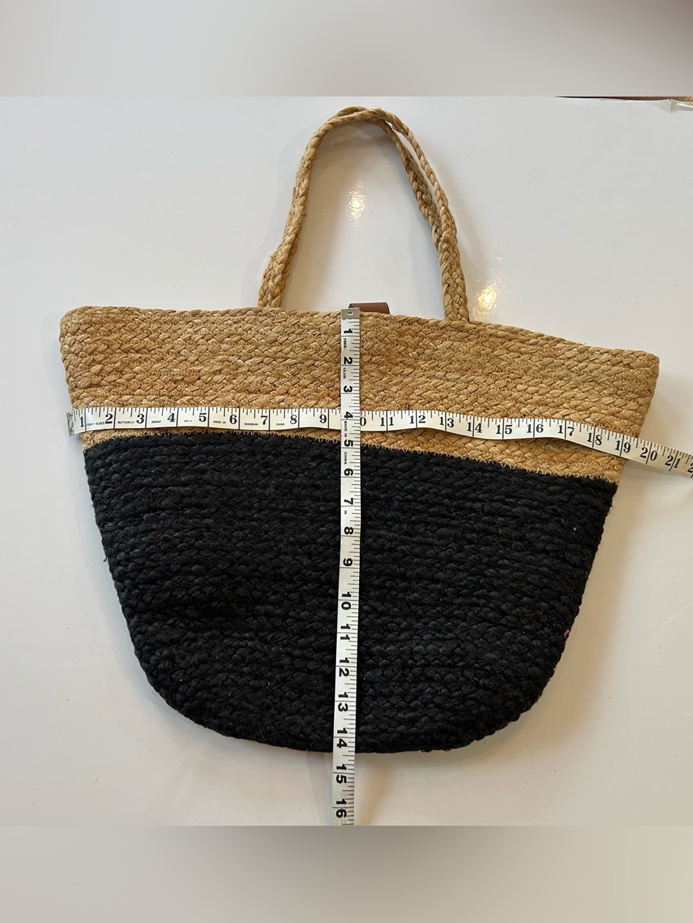 J.Jill Two-Tone Straw Tote Bag - Natural and Black - Picture 6 of 7